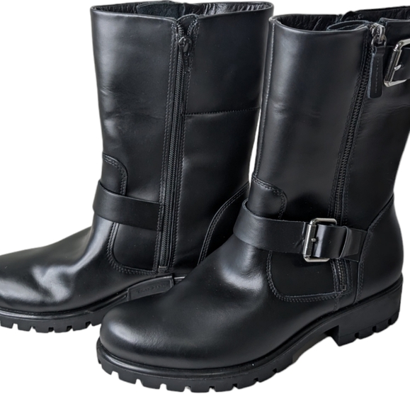 NEW....ECCO Modtray Moto Mid Calf Boot in Black Leather ...Size 8-8.5 - Picture 2 of 11